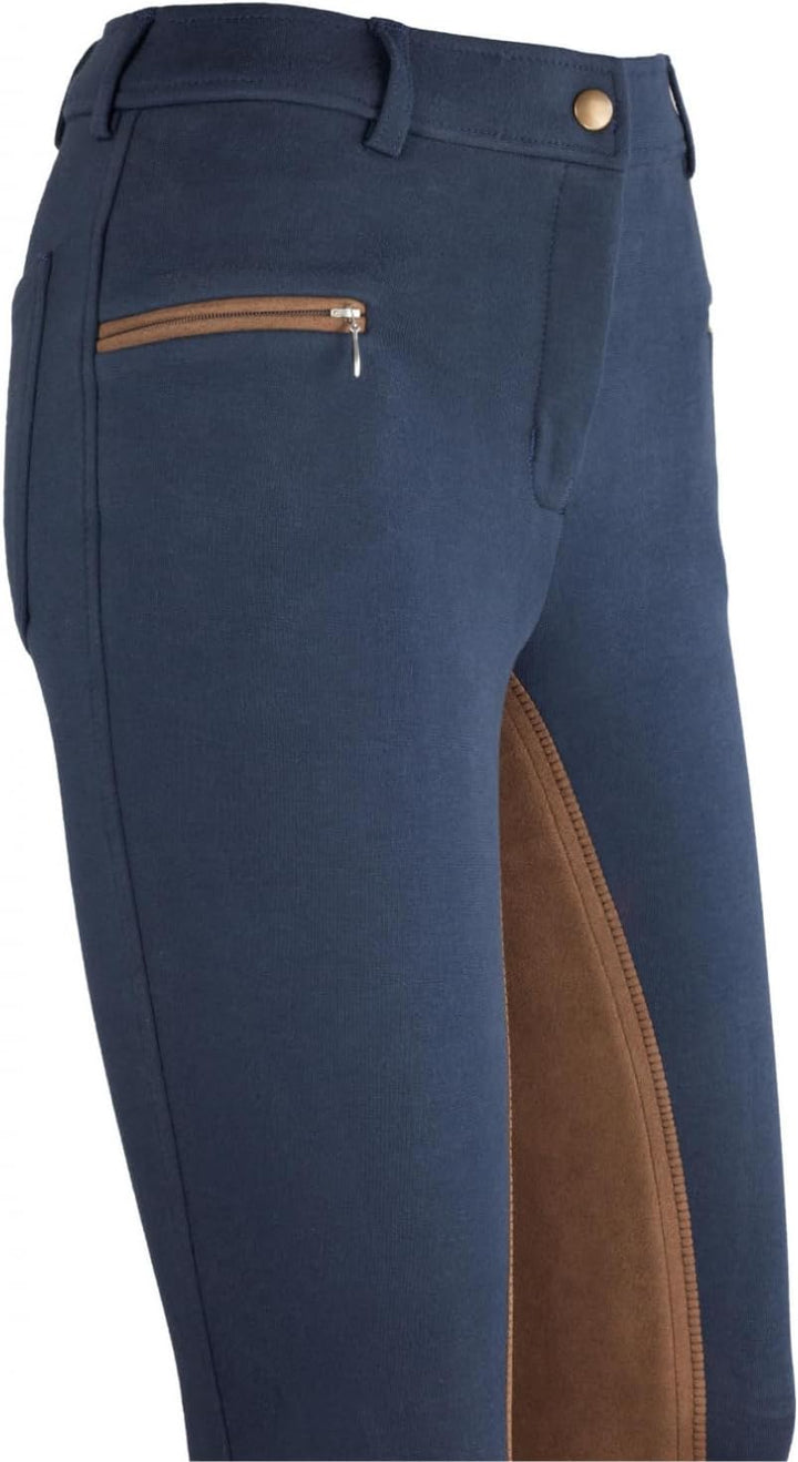 RL24 - Damen Reithose Vollbesatz BASICLINE, Dunkelblau/Hellbraun
