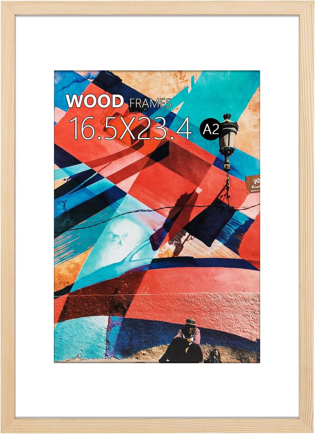 HOHIYO A2 Holz Bilderrahmen，Posterrahmen Puzzlerahmen A2(42x59,4 cm) aus Eiche mit Papier-Passeparto