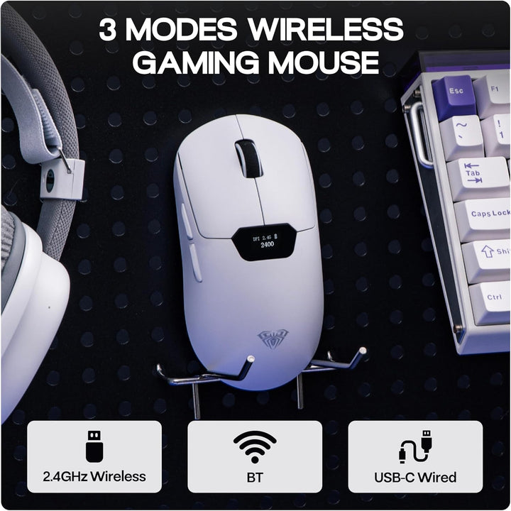 MechLands Aula SC390 – Leichte Gaming-Maus mit Display, kabellose 2,4-GHz-/USB-C-/BT-Maus mit 400-mA