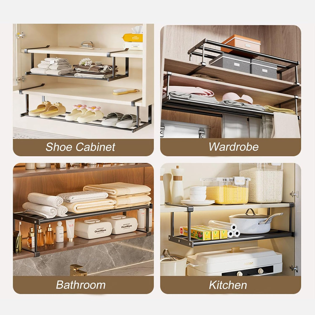 Hängendes Schuhregal Organizer im Schrank, Erweiterbarer 40-70cm Regal Organizer unter den Schrank –