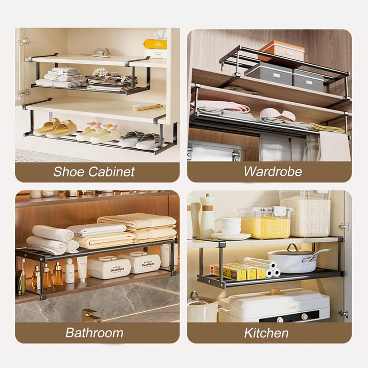 Hängendes Schuhregal Organizer im Schrank, Erweiterbarer 40-70cm Regal Organizer unter den Schrank –