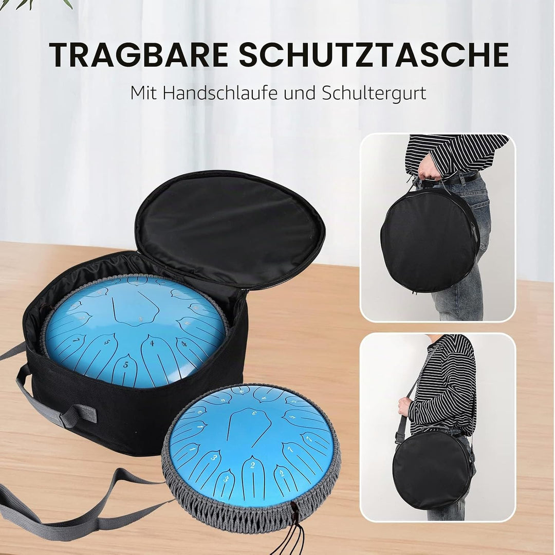 Musfunny Steel Tongue Drum, 12 Zoll 15 Tone Zungentrommel Handpan Trommel, D-Dur Steel Pan Töne Schl
