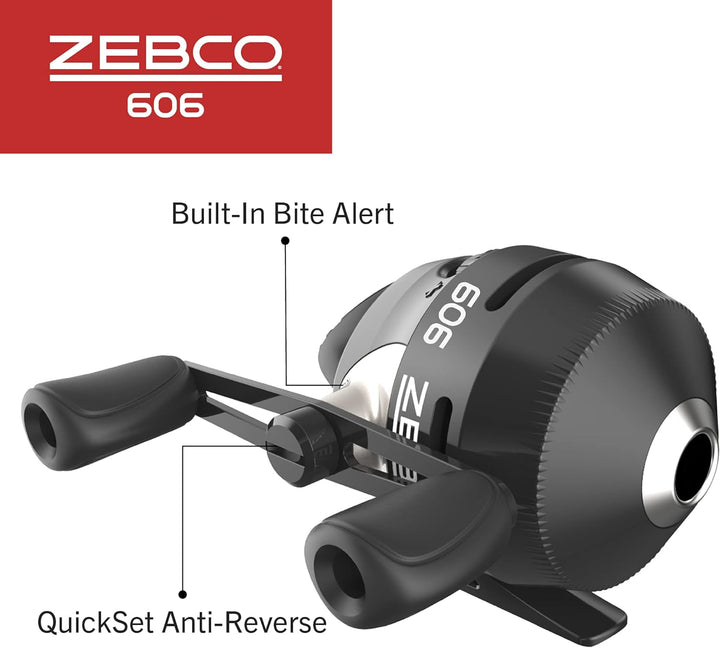 Zebco 606 Spincast Fishing Reel, Size 60 Reel, Right-Hand Retrieve, Pre-Spooled with 20-Pound Zebco