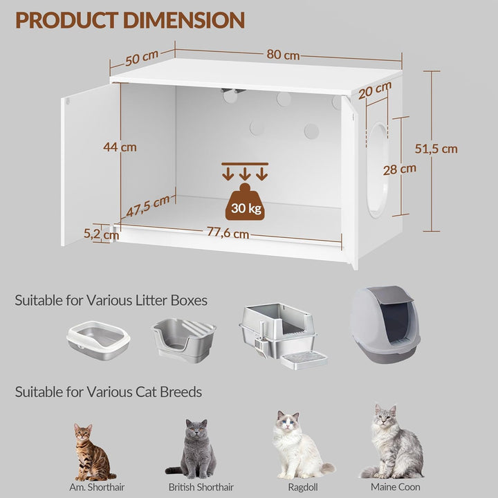 Fobyfurny Katzenklo Schrank, Versteckte Katzentoilette Möbel, Katzenschrank mit Drucktüren und Belüf