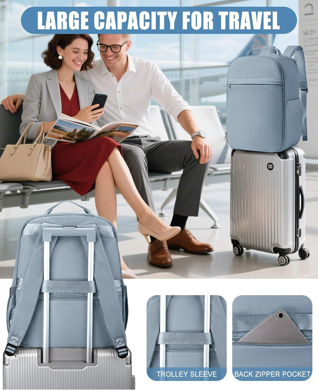 SZLX Grosser Reiserucksack Damen,Vakuum Rucksack mit Pumpe Ryanair Handgepäck Herren, Easyjet Handge