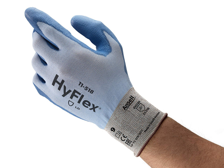 Ansell HyFlex 11-518 Schnittschutz-Handschuhe, Extrem Leichter Nahtlosträger, Hohe Fingerbeweglichke