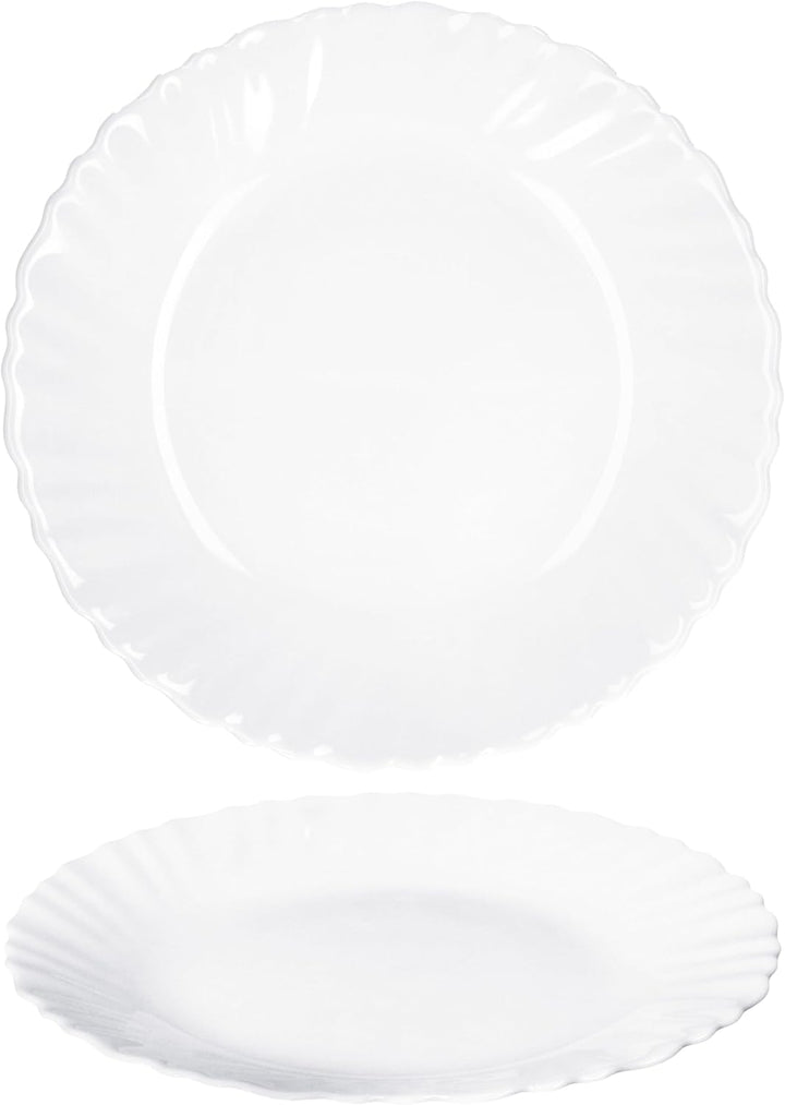 MamboCat 6er Set Kuchenteller Arkona I Ø 19 cm I weisse kleine Opalglas-Teller mit feinem Relief für