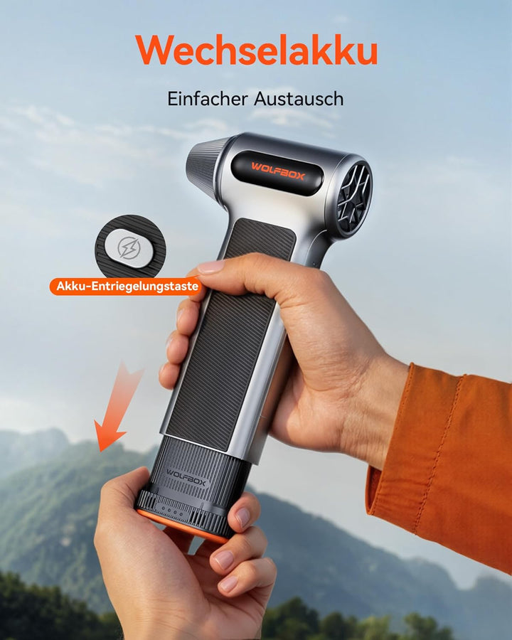 WOLFBOX MF200 Elektrisches Staubgebläse mit Abnehmbarem Akku, 87.5 m/s Air Duster Kabellos, 3-Stufen