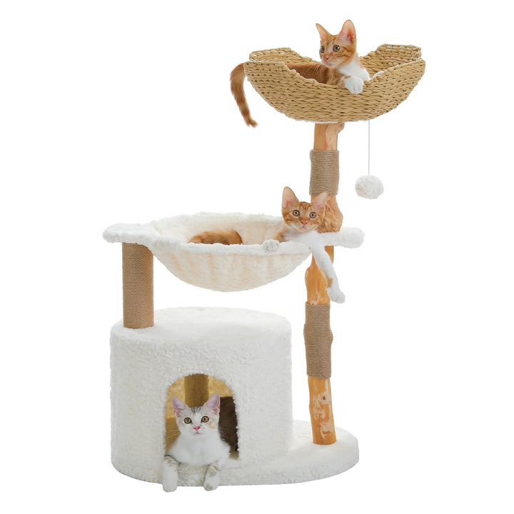 PETEPELA 102cm Moderner Kratzbaum für Katzen alle Lebensphase, luxuriöser Kletterbaum mit grossem We