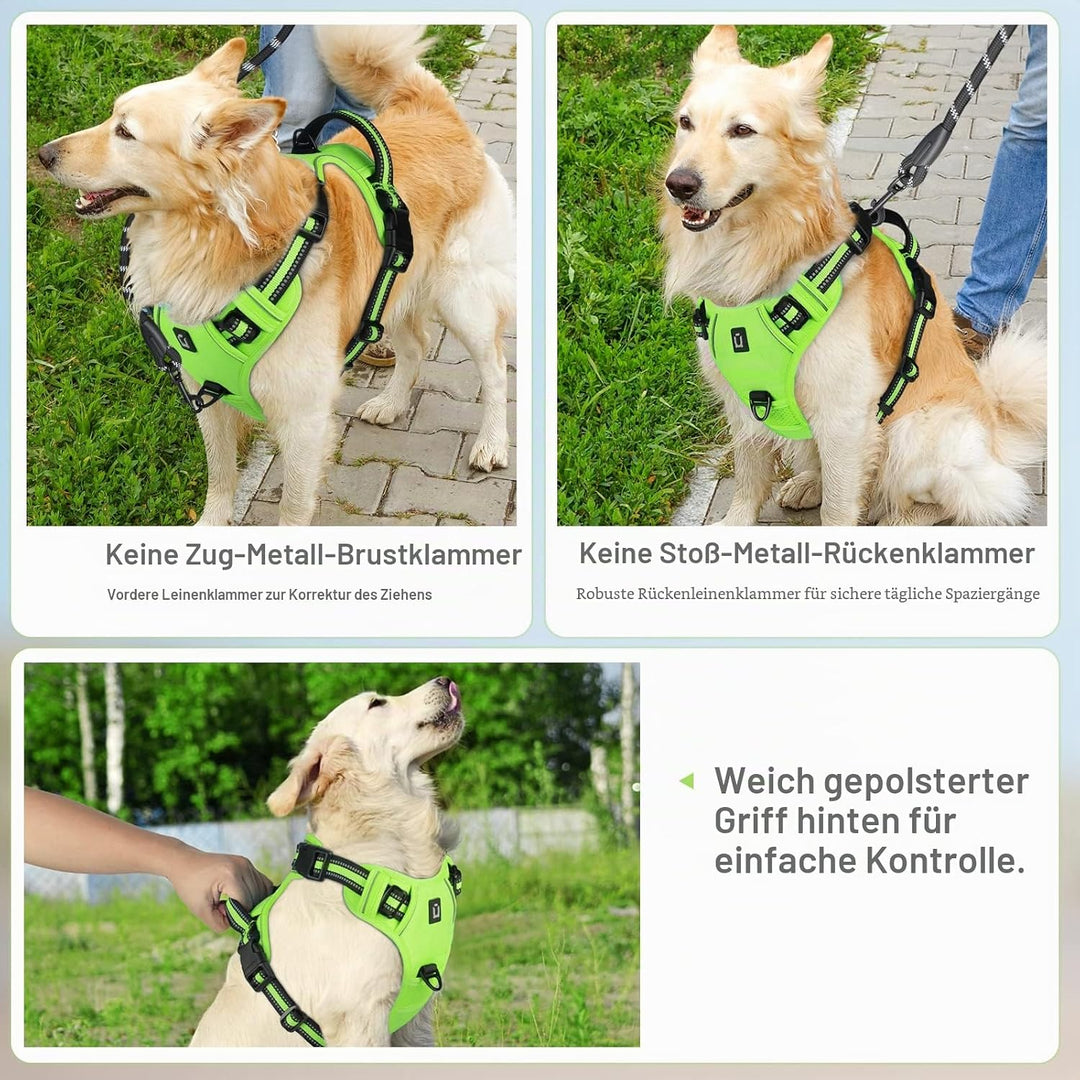 Hundegeschirr No-Pull für Kleine, Grosse und Mittelgrosse Hunde | Weich, Atmungsaktiv, Einstellbar,