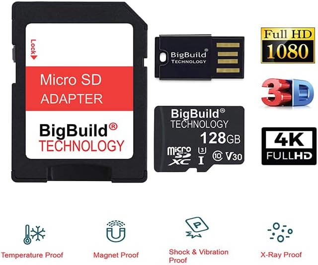 BigBuild Technology 128 GB ultraschnelle microSD Speicherkarte mit 100 MB/s für Samsung Galaxy J4, J