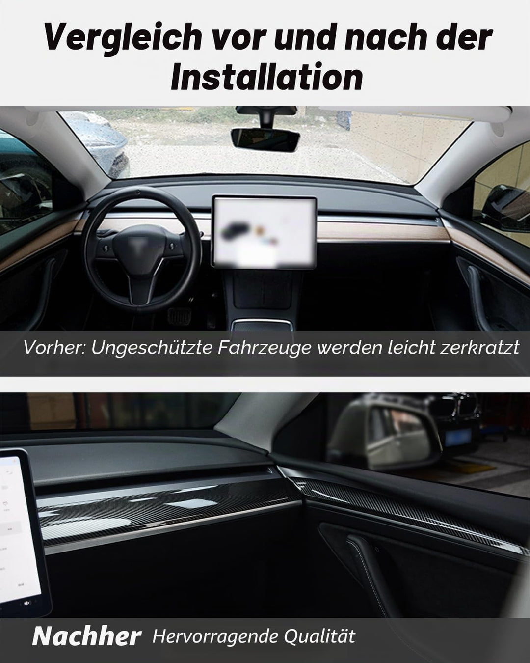 Abdeckung Armaturenbrett Modell aus Kohlefaser für Tesla Model Y, Mittelkonsole Panel Auto Aufkleber
