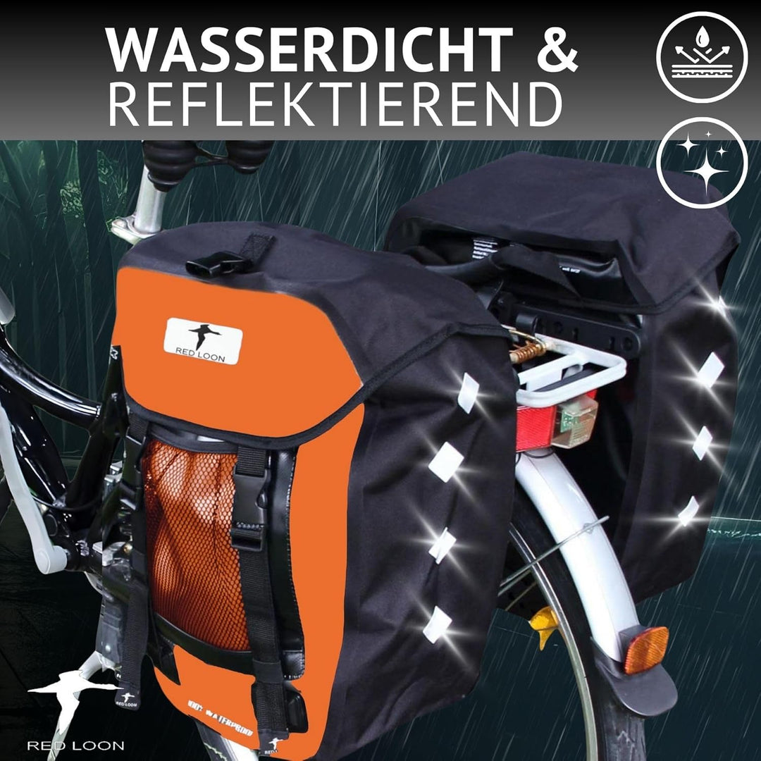Red Loon 2 x Pro robuste Fahrradtasche aus LKW-Plane – wasserdichte Doppelpacktasche für Gepäckträge