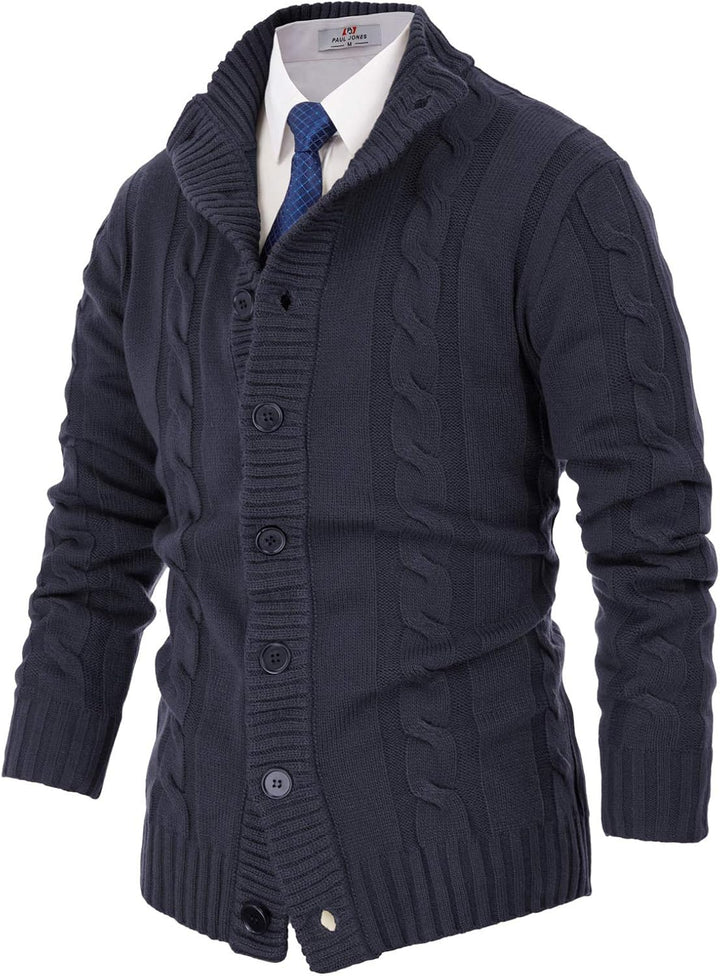PJ PAUL JONES Herren Strickjacke mit Knopfverschluss Zopfmuster Strickjacke Cardigan mit Gerippter S