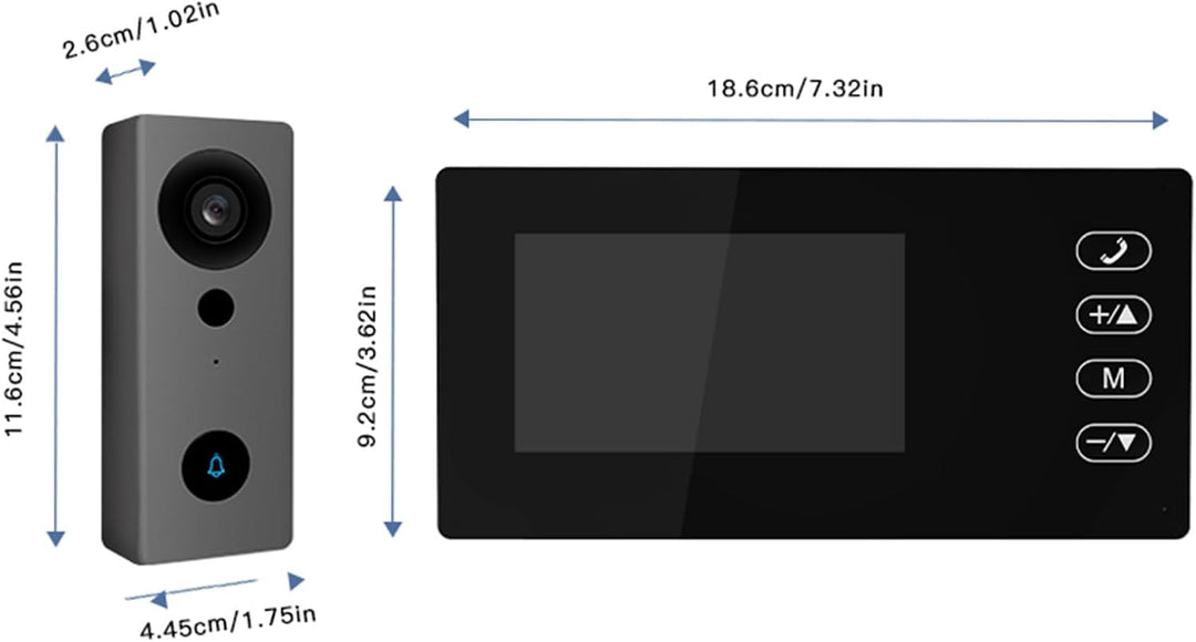 2,4 G Kabellose Video-Türklingelkamera mit Display, 4,3-Zoll-IPS-Bildschirm, Video-Türsprechanlage,
