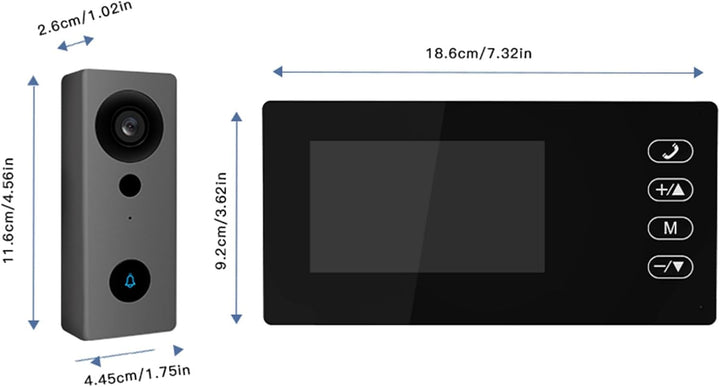 2,4 G Kabellose Video-Türklingelkamera mit Display, 4,3-Zoll-IPS-Bildschirm, Video-Türsprechanlage,