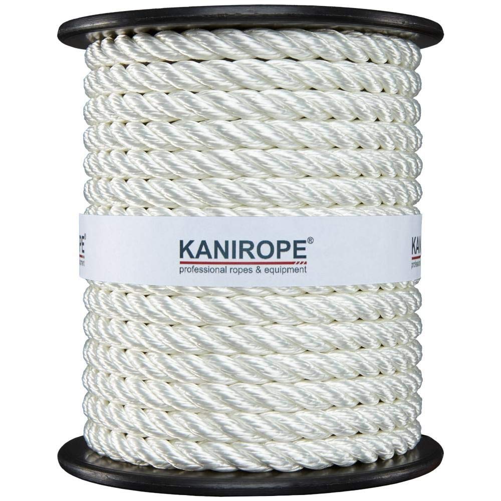 Kanirope® Polyester Tauwerk Polyesterseil POLYTWIST ø8mm 220m Weiss 3-litzig gedreht, 220m Weiss