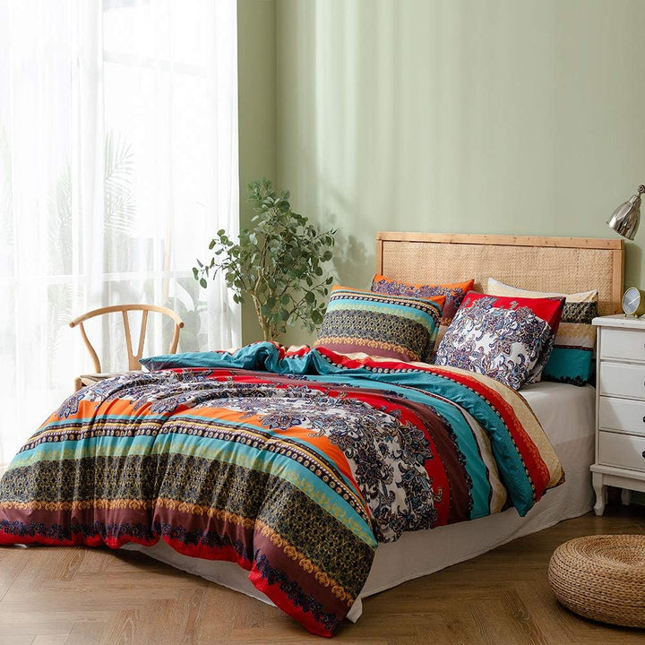 Freyamy Bohemian Bettwäsche 135x200cm 2teilig Boho Indischen Mandala Bettwaren-Sets Bunt Vintage Exo