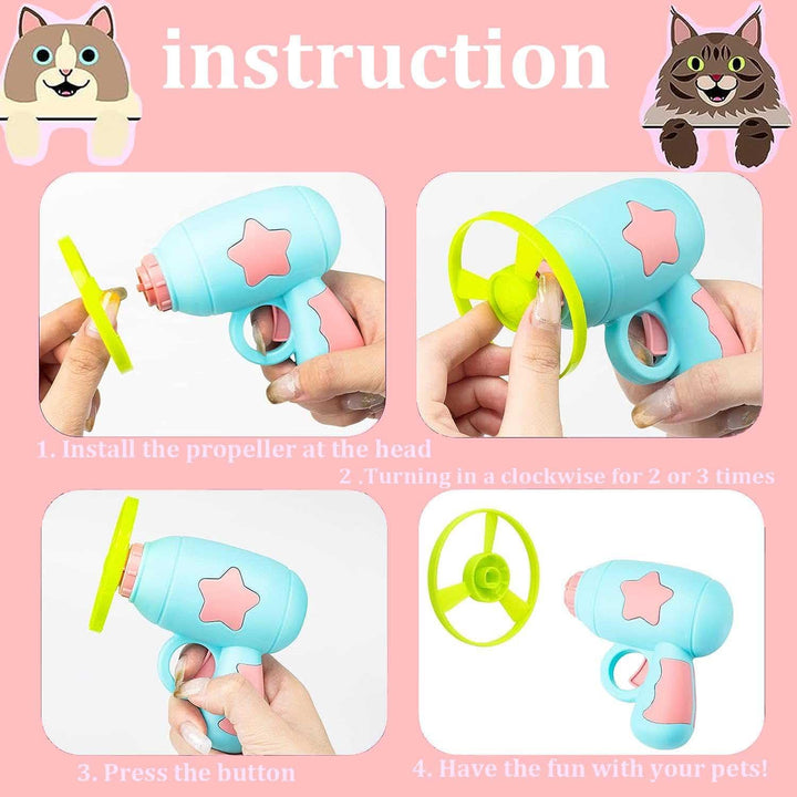 Gamrong Katze-Spielzeug Cat Fetch Toy Haustier Spielzeug für Katze, Cat Toy Sets 4 Launchers und 20