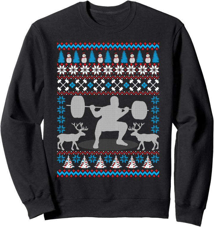 Weight Lifting Ugly Christmas Workout Gym Holiday Xmas Gift Sweatshirt