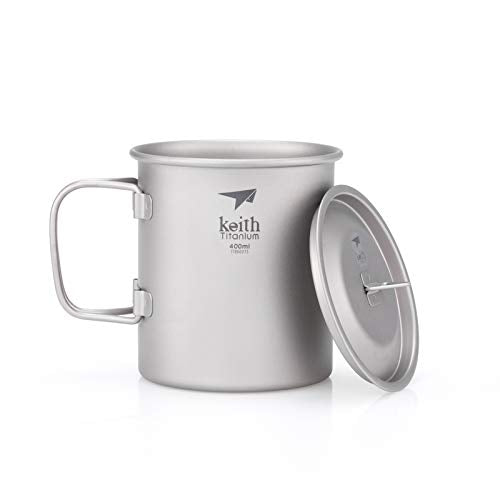 Keith 300 ml / 900 ml Titan Tasse Outdoor Geschirr Camping Reisen Faltbare Griff Tasse Grau, Grau