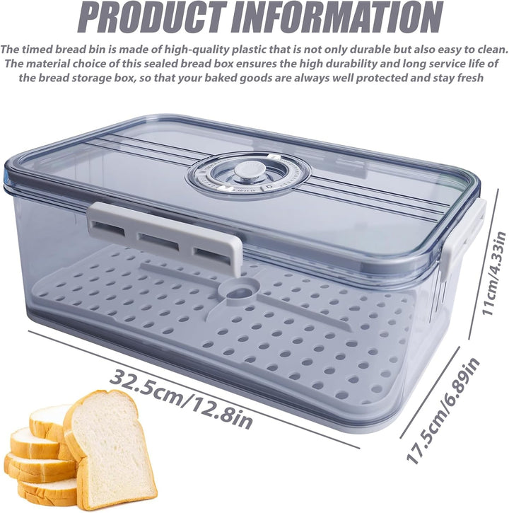 BAIFULAI Brotkasten Brotbox, Brot Aufbewahrungsbox, lebensmittelechtes PET-Material, Timing, Rutschf