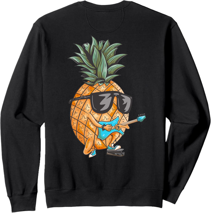 Rock N Roll Ananas Rocking Out mit Gitarre hinten Sweatshirt