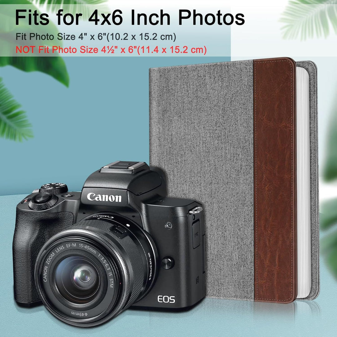 Fintie Fotoalbum 10 x 15 cm – 112 Fotos, Premium-veganes Ledereinband mit Druckknopfverschluss, trag
