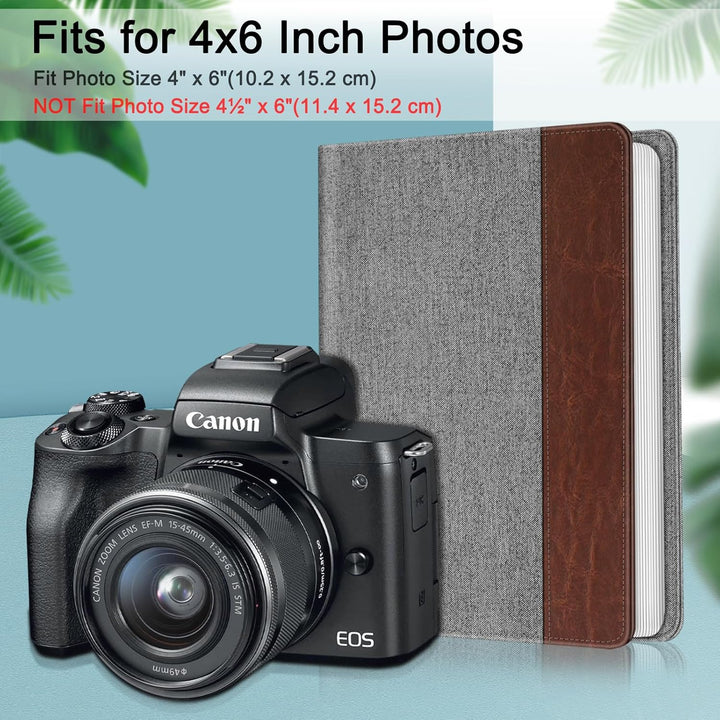 Fintie Fotoalbum 10 x 15 cm – 112 Fotos, Premium-veganes Ledereinband mit Druckknopfverschluss, trag