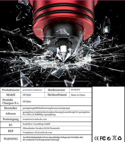 SUNFATT 3 Stück Notfallhammer Auto mit Gurtschneider – Nachleuchtend & aus Aluminium – 2 in 1 Autosc