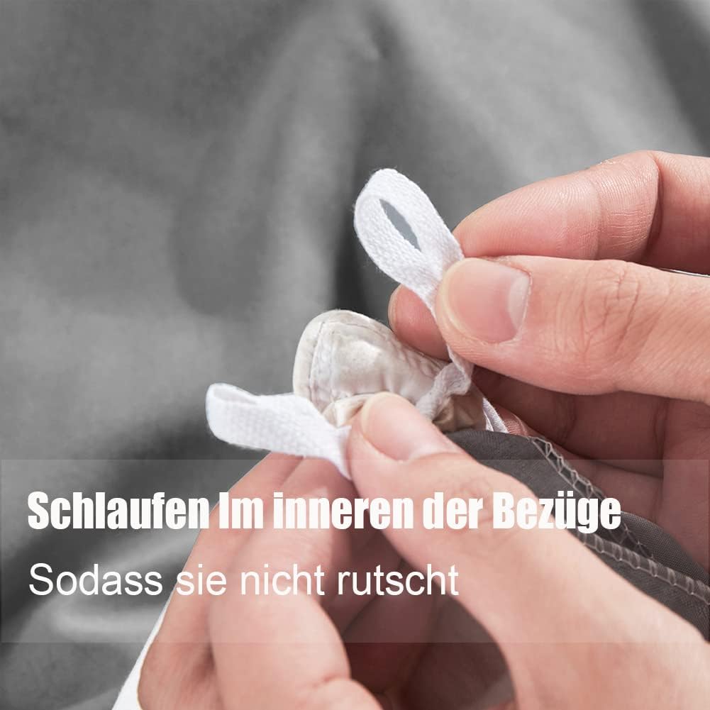 Soifox Bettwäsche 220x240 Grau Anthrazit - bettwäsche-Sets aus Mikrofaser bügelfrei & knitterfrei Be