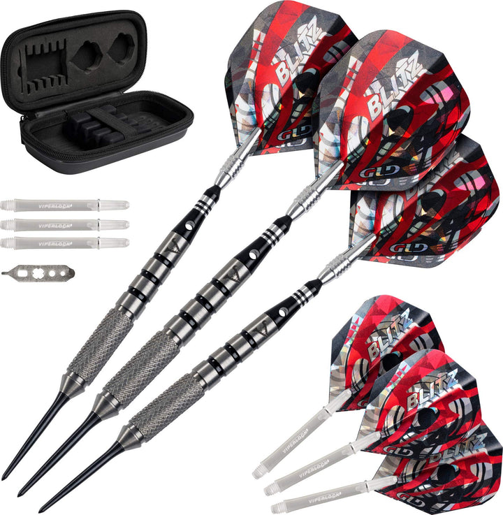 Viper Blitz Dartpfeile aus 95% Wolfram mit Stahlspitze, mit Aufbewahrungs-/Reiseetui 24 Gramm, 24 Gr