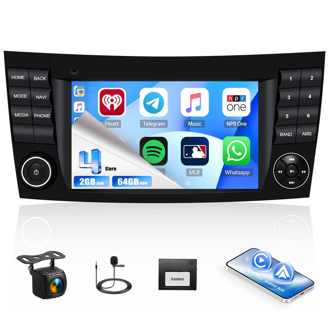 2GB+64GB CAMECHO Android 13 Autoradio mit Navi für Mercedes Benz E-Klasse W211 CLS Klasse W219,Doppe