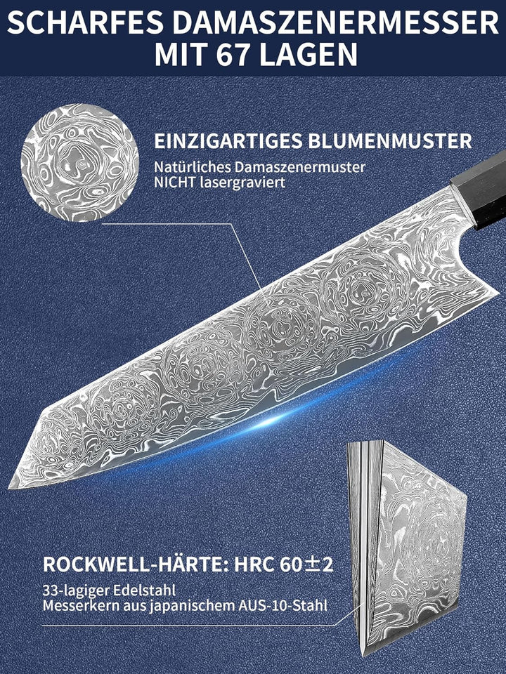Plys Japanisches Kiritsuke Damastmesser Scharf Küchenmesser: 20 Cm Damast Stahl Messer - Gemüse, Pro