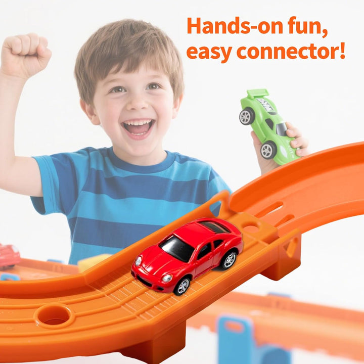8 Stück Gebogene Schienenstücke Kompatibel mit Hot Wheels Spielzeugautos, ABS Rennstreckenverbinder