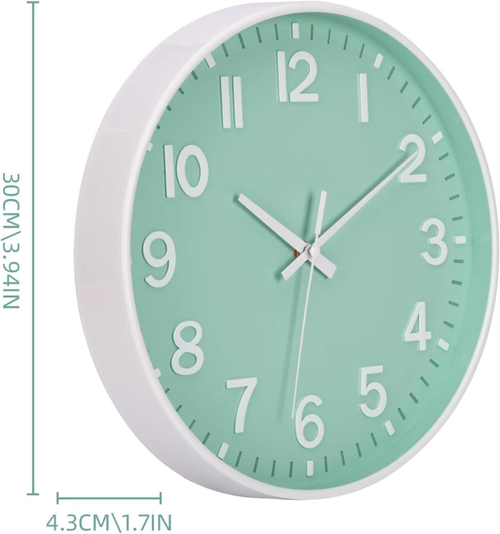 ACCSHINE Wanduhr Ohne TickgeräUsche Lautlos 30cm Modern Quarz Gross Batterie Betriebene Stereo Digit