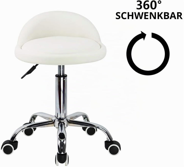 KKTONER Rollhocker mit Rückenlehne höhenverstellbar drehbar Arbeitshocker Drehhocker Rollhocker Büro