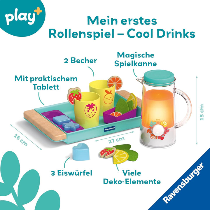 Ravensburger 12034066 Play+ Getränke-Spiel-Set: Cool Drinks, Pretend Play Set, Spielzeug ab 18 Monat
