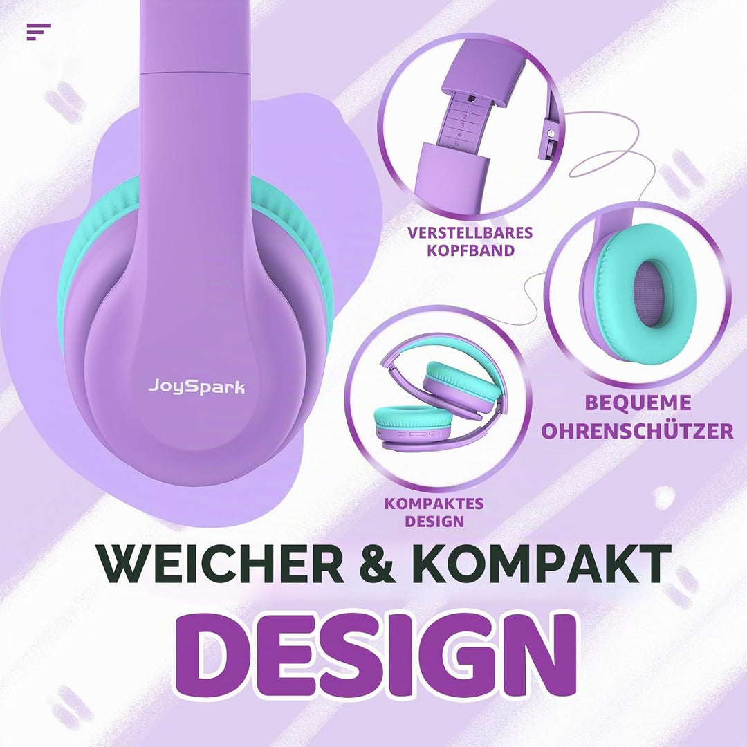 Bluetooth Kopfhörer Kinder, Kabellose Kinderkopfhörer Over-Ear mit 85/94dB Lautstärkebegrenzung, 60