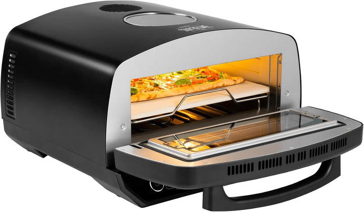 Teesa Pizzaofen SUPREME ELITE Leistung 2200 Watt 450 Grad Zwei Heizungen Fenster im Gehäuse Stein 33