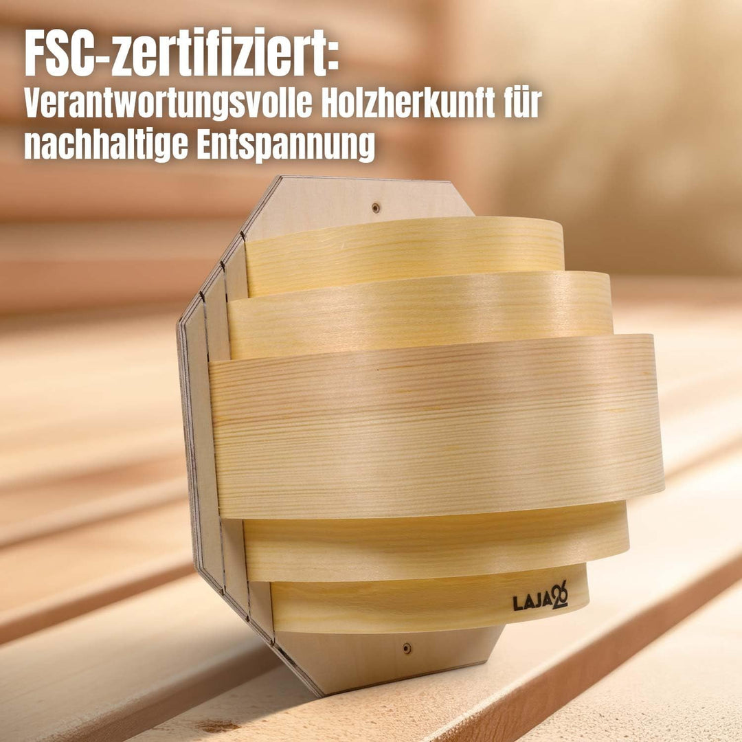 LaJa26 Sauna Lampenschirm Solo - FSC Espenholz - Stimmungsvolles Saunalicht - Geeignet für Innenleuc