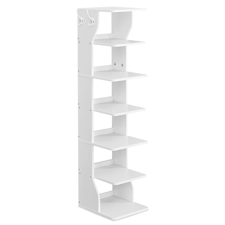 VASAGLE Schuhregal schmal, Standregal mit 7 Ebenen, platzsparend, für Eingangsbereich, Ecke, Schuhab