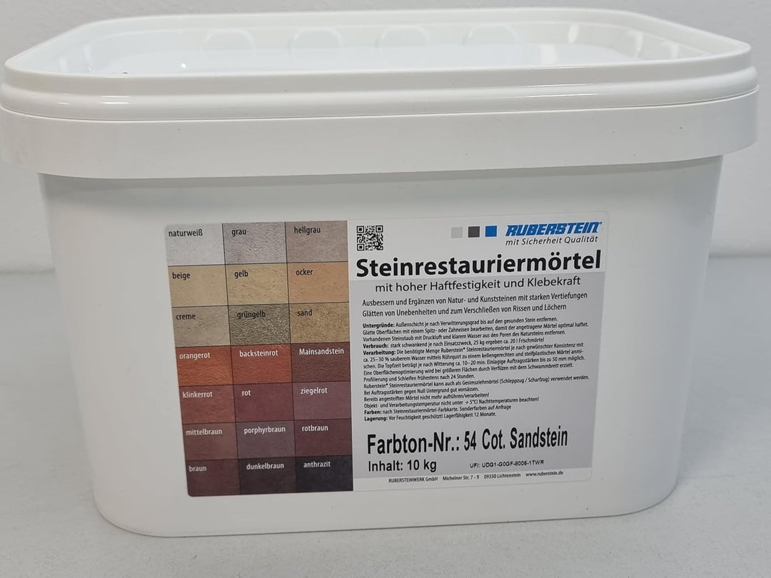 Ruberstein Steinrestauriermörtel/Reparaturmörtel/Mörtel für Sandstein 10 kg im Eimer (Cottaer Sandst