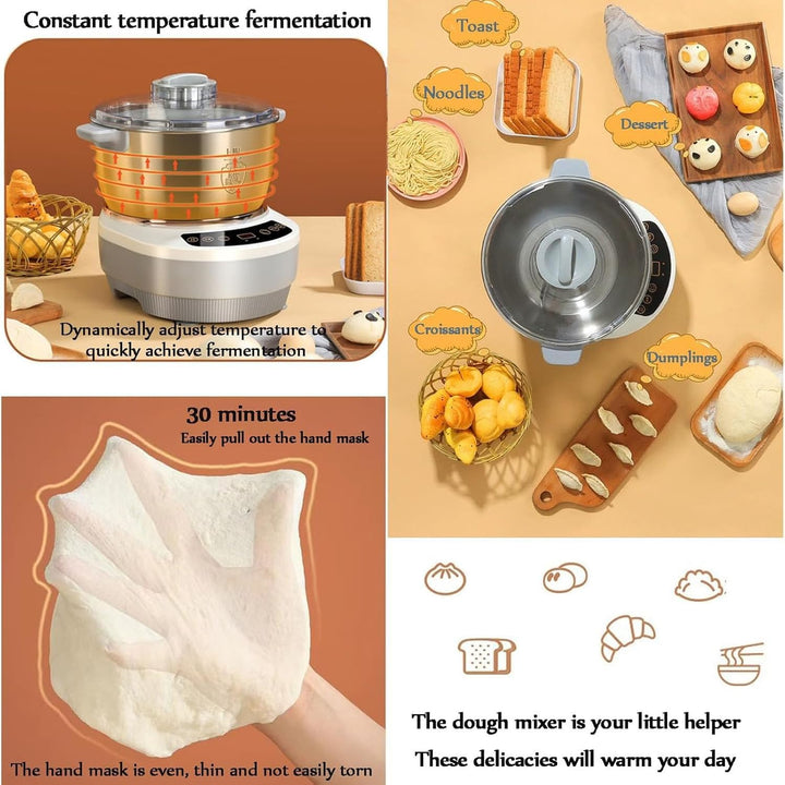 Teigmaschine mit Fermentfunktion, professioneller Edelstahl-Maker mit Timing, geteiltes Design, Teig
