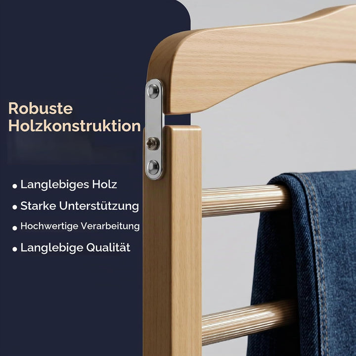 Hangerworld 3 Holz Hosenbügel Mit 4 rutschfesten Hosenstegen 38cm Naturfarben Holz Kleiderbügel, 3