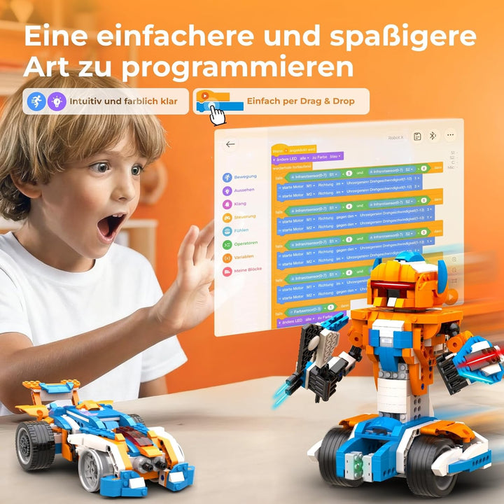 Robot X, Roboter-Set, STEM-Spielzeug für Kinder, 12-in-1, App-gesteuertes DIY-Bildungs-Codierspielze