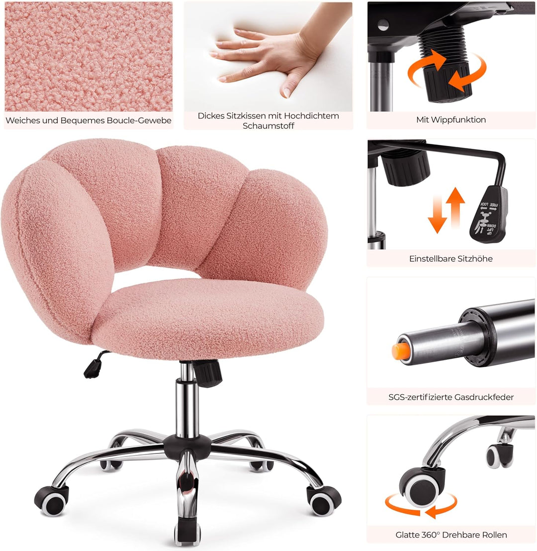 Yaheetech Schreibtischstuhl Bürostuhl Ergonomisch Bürosessel in Wolkenform Drehstuhl bis 136 kg Bela
