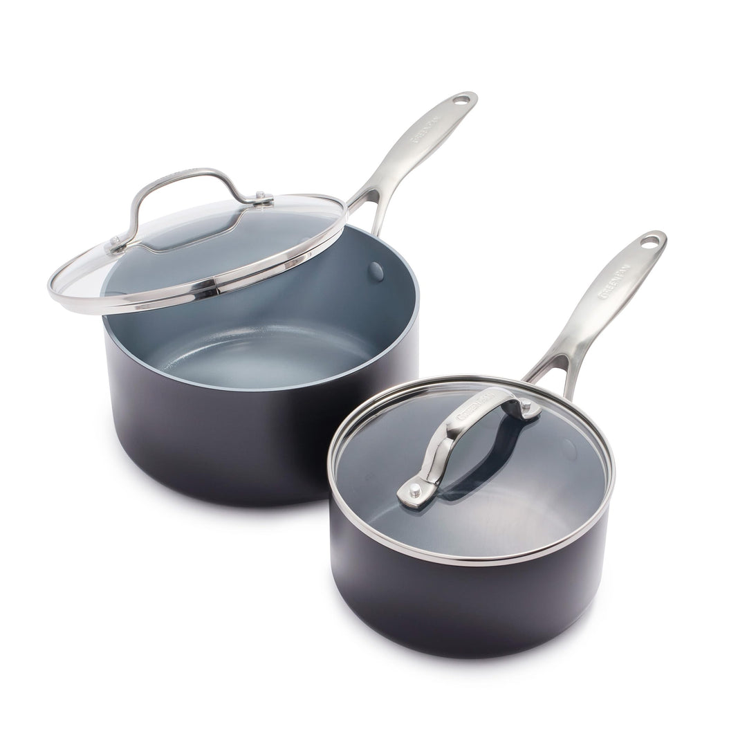 GreenPan Valencia Pro Harteloxierte Gesunde Keramik Antihaft 16cm & 20cm Kochtopf Set, 2 Stück Set,