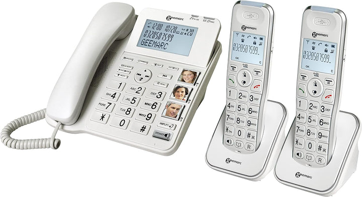 Geemarc Amplidect 295 Combi Duo - Verstärktes Festnetztelefon und zusätzliche Mobilteile mit Anrufbe