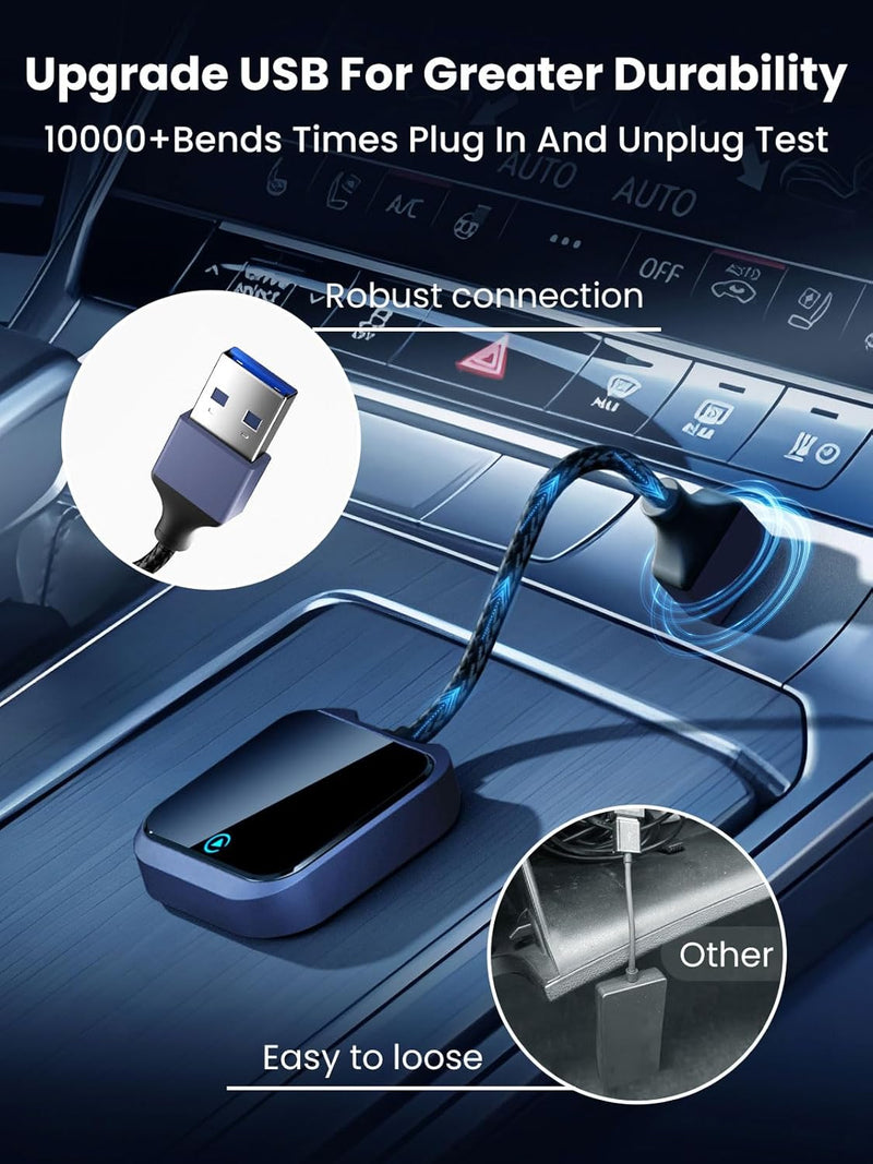 2-in-1 Android Auto und Carplay Wireless Adapter mit schnellem, stabilem 5GHz WiFi und Bluetooth, An